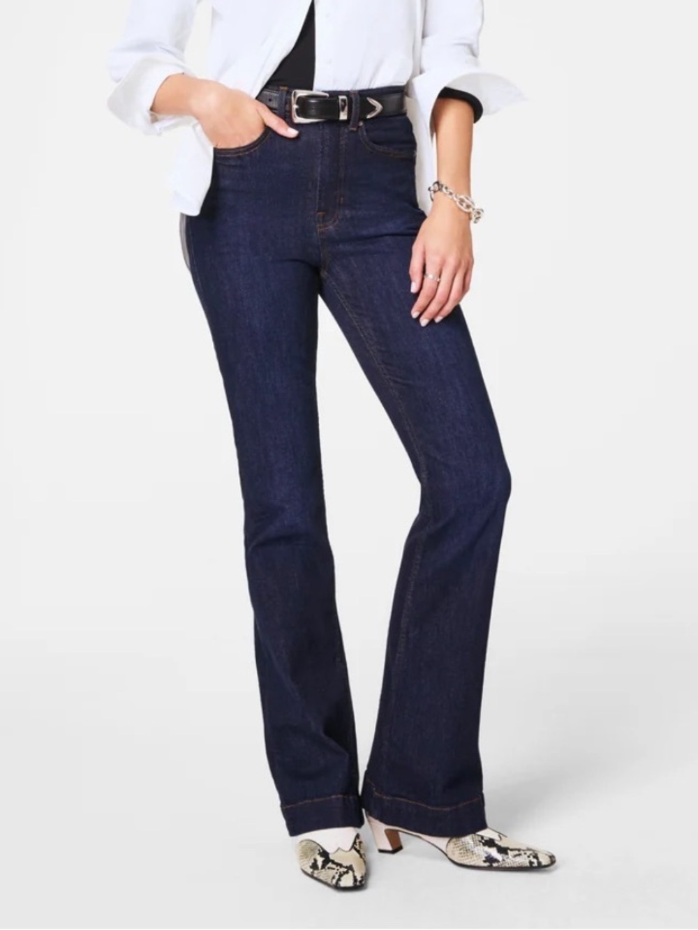 Spanx SpanxSculpt ReDefine Flare Jeans in Dark Indigo Blue 12